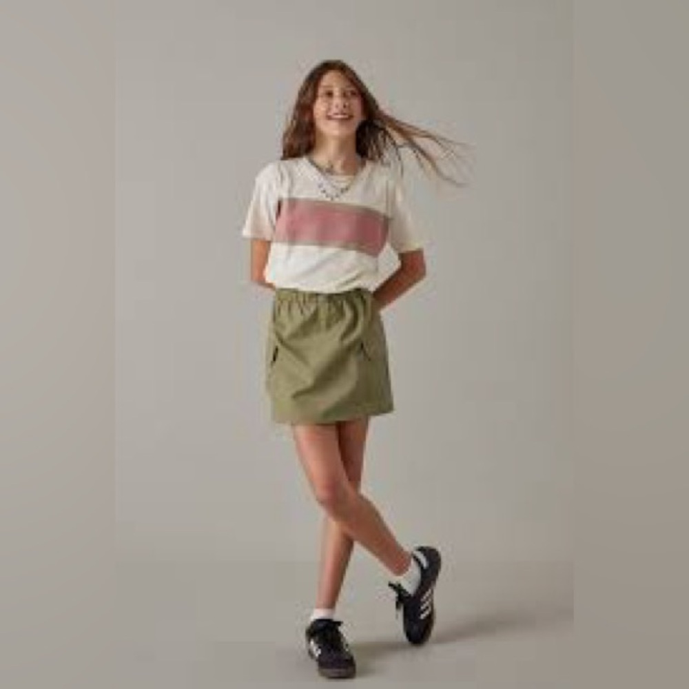 Love Fire Green Skorts with Relaxed Fit and Elastic Waistband